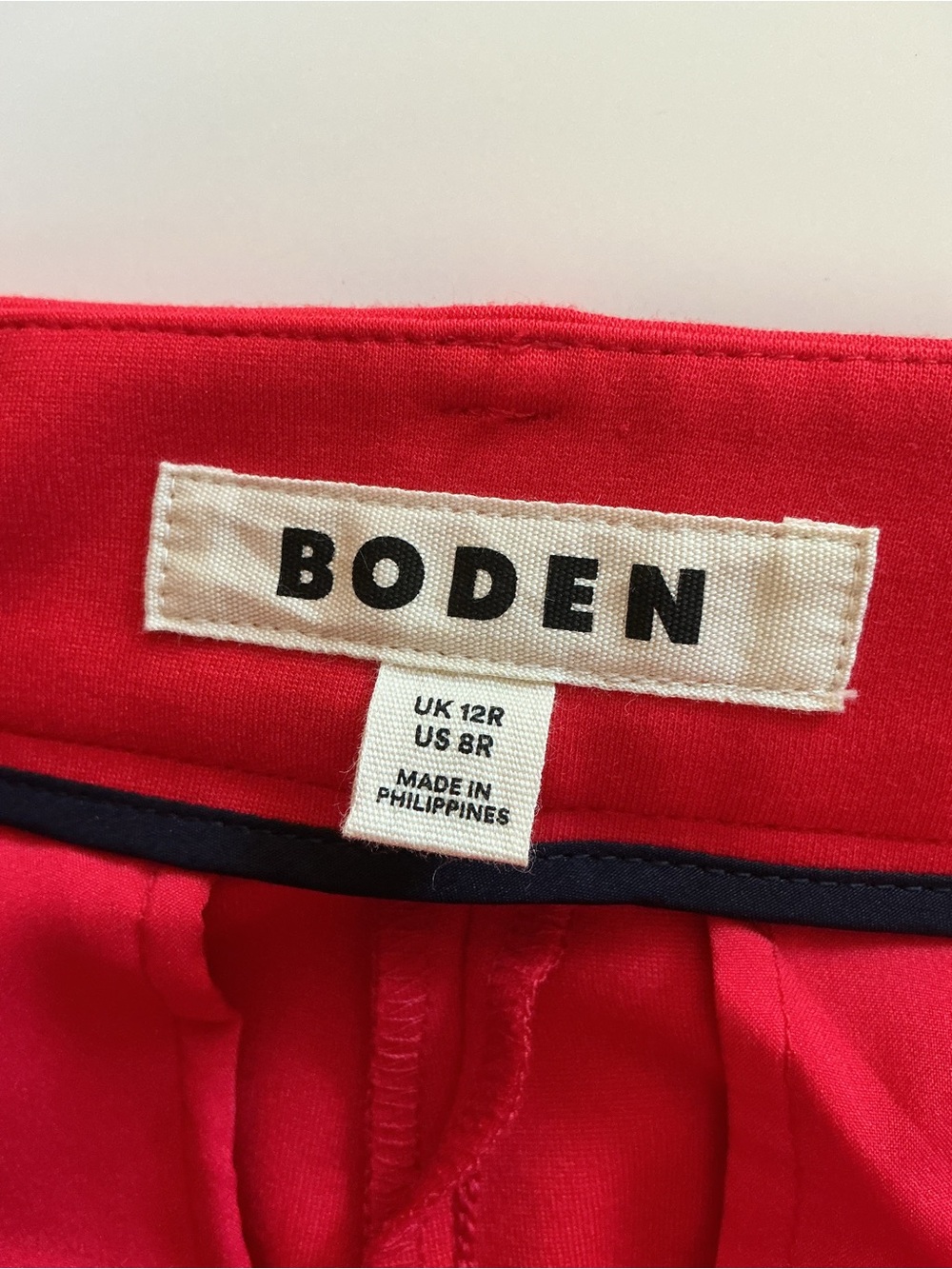 Boden Red With Navy Side Stripe Wide Leg Trousers Pants - Picture 10 of 11